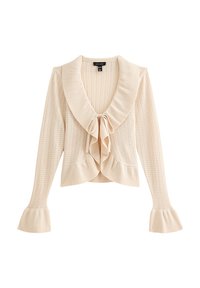 CREAM FRILLY TRIM TIE FRONT POINTELLE  - Vest - cream