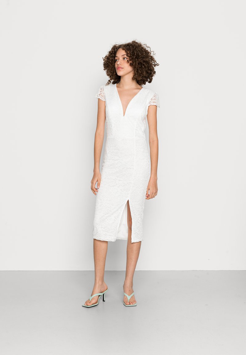 WAL G. ROBIN V NECK MIDI DRESS - Vestido de cocktail / Vestido de festa - white