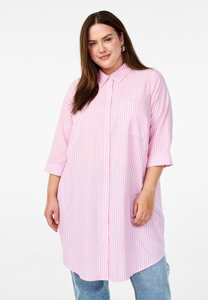 Zizzi LANGES GESTREIFTES MIT 3/4 ÄRMELN - Shirt dress - begonia p.wh.stripe