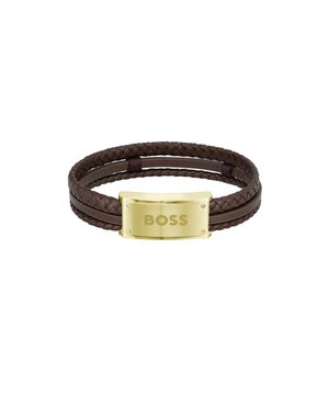BOSS GALEN - Armband - brown and gold coloured