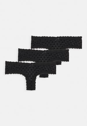 V SHAPE BRASILIAN FLOCK HEART 3 PACK - String - caviar