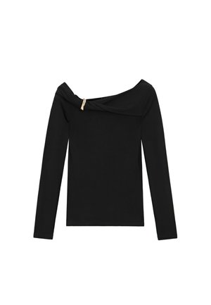 Massimo Dutti, LONG SLEEVE TOP WITH METALLIC DETAIL - Long sleeved top - black