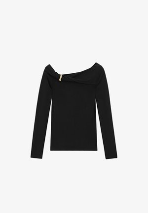 Massimo Dutti, LONG SLEEVE TOP WITH METALLIC DETAIL - Long sleeved top - black