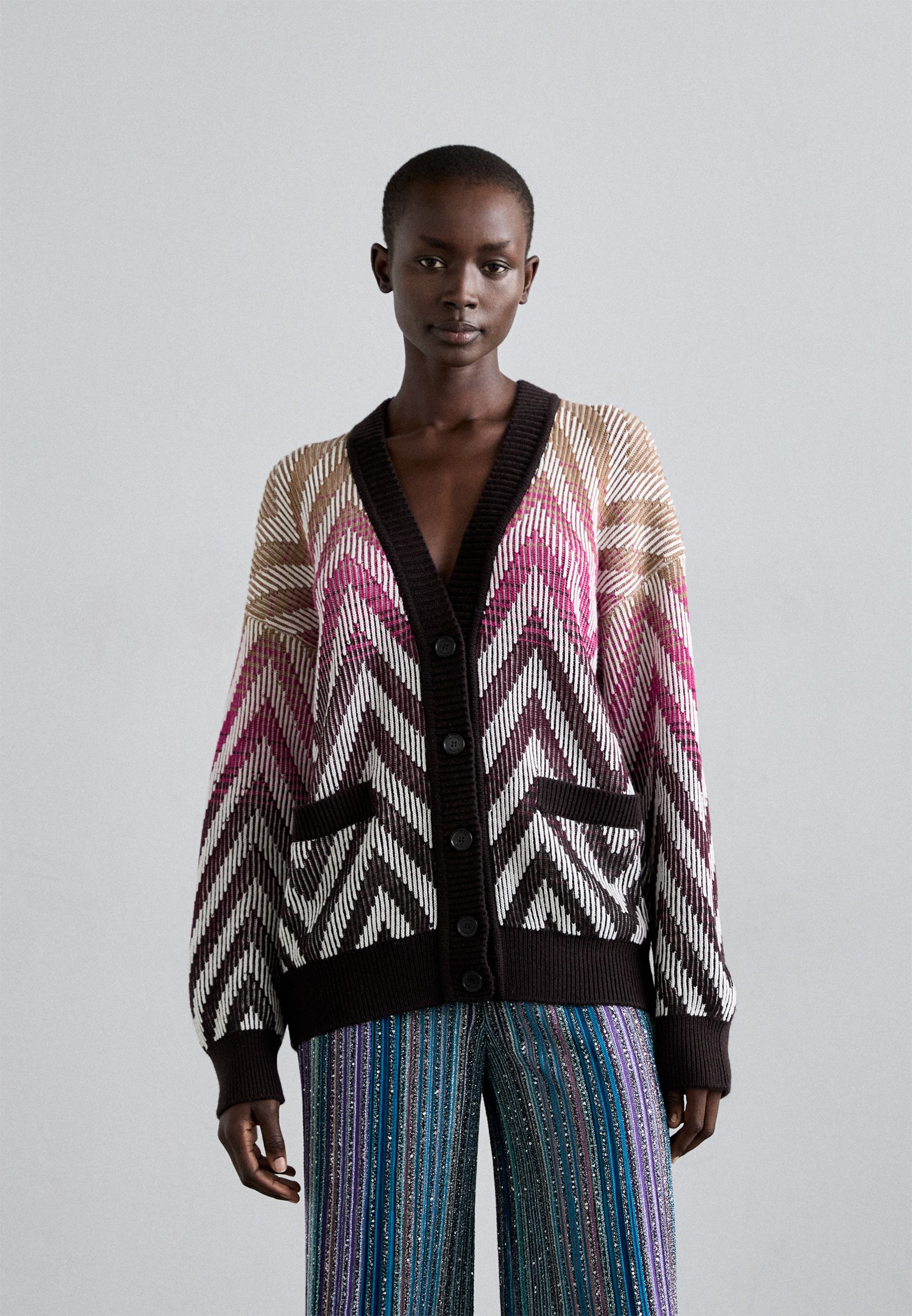 Missoni BUTTONED CARDIGAN - Cardigan - multicolor purple