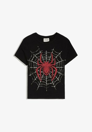 Bershka, FITTED SPIDERMAN - T-SHIRT - T-Shirt print - black