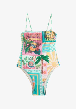 Next, REGULAR FIT - EMBROIDERED BANDEAU TUMMY CONTROL SWIMSUIT . - Ujumistrikoo - multicolour fanta