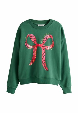 REGULAR FIT -SEASONAL BOW GRAPHIC WITH SPARKLE LONGSLEEVE CREWNECK - Melegítőfelső - green red