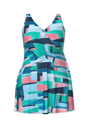 Ulla Popken, BADEKLEID, GRAFISCHER DRUCK, SOFTCUPS, WICKELOPTIK - Traje de baño - dark blue