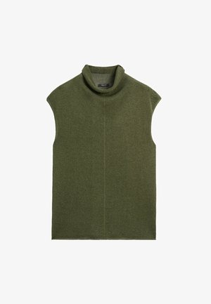 Massimo Dutti, DRAPED HIGH NECK KNIT TOP - T-shirt basic - green