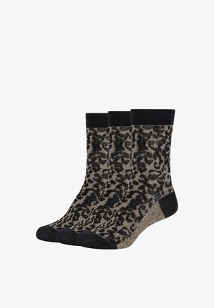 Tamaris, SOCKEN SILKY TOUCH LEO STRUCTURED 3ER PACK - Sokken - black