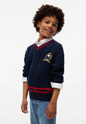 Tommy Hilfiger, PEANUTS CABLE SWTR CRW NCK UNISEX - Striktrøje - dark blue