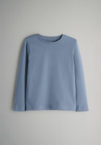 Lange mouwen shirt in lichtblauwe katoen, met een ronde hals en een gladde textuur, met een recht gesneden zoom en zonder zichtbare hardware.