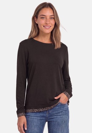 Street One, LANGARM SHIRT MIT COLORBLOCK UND PRINTDETAIL - Camiseta de manga larga - black coffee