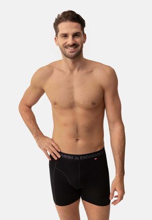 Boxers noirs avec une taille élastique douce arborant le logo "DANISH ENDURANCE" en gris. Le matériau est lisse et extensible.