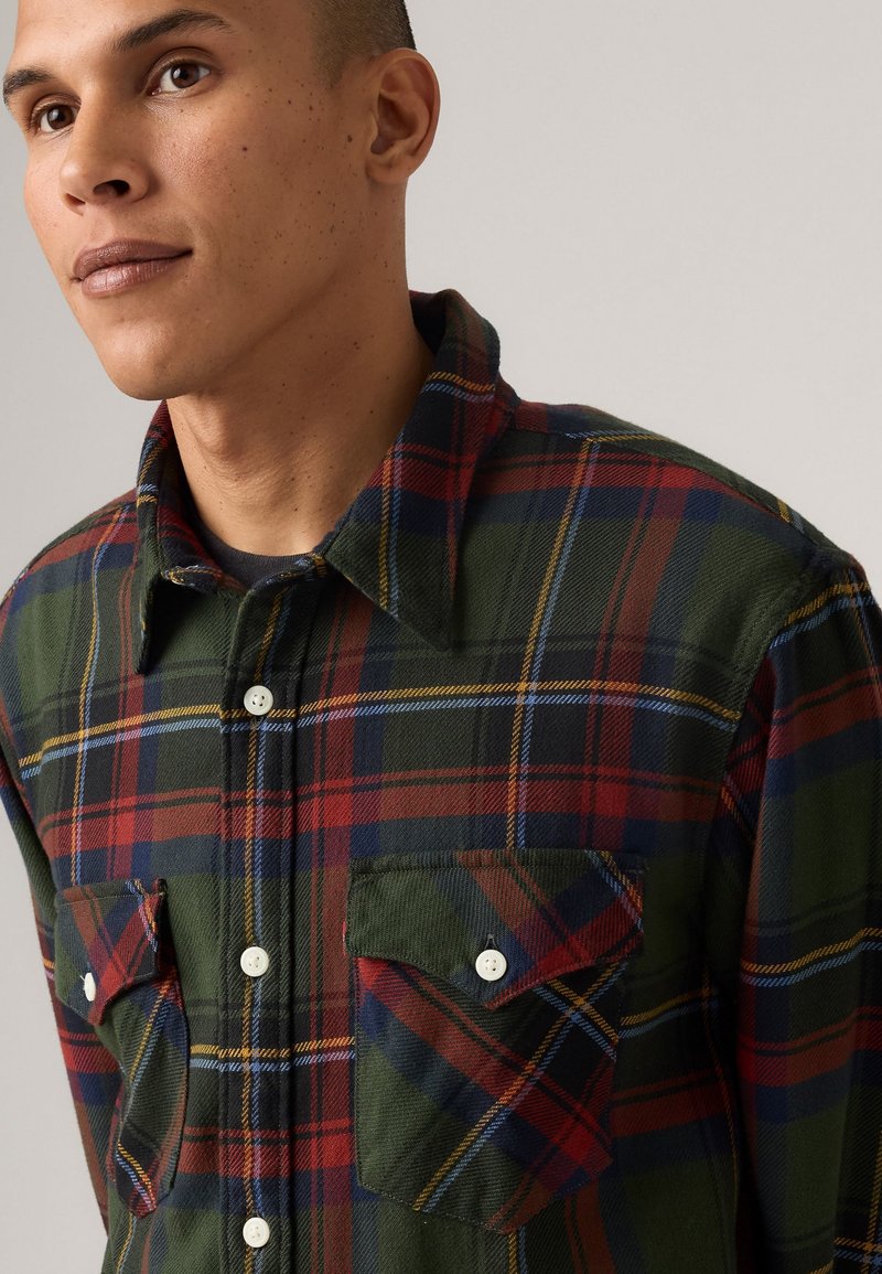 Chemise à carreaux en flanelle à double poche pour hommes