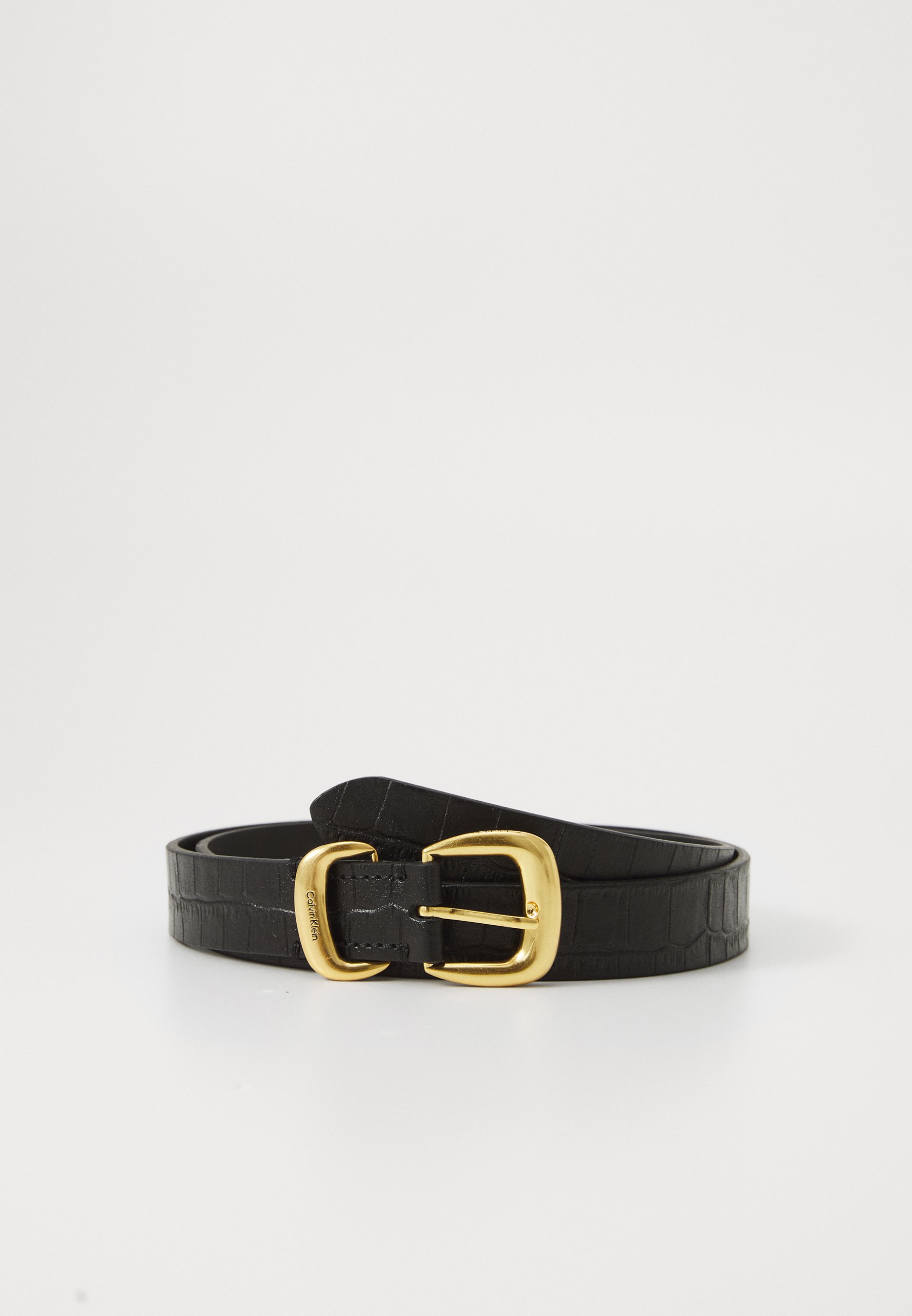 Calvin Klein CLASSIC BUCKLE Belt black/tumbled deep gold
