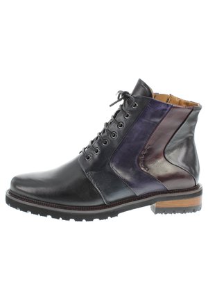 Everybody, NALY - LÄSSIGE PATCHWORK - Schnürstiefelette - black piombo pansé vino