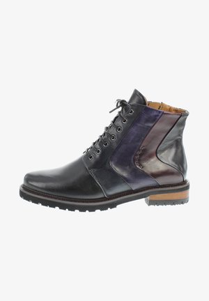 Everybody, NALY - LÄSSIGE PATCHWORK - Schnürstiefelette - black piombo pansé vino