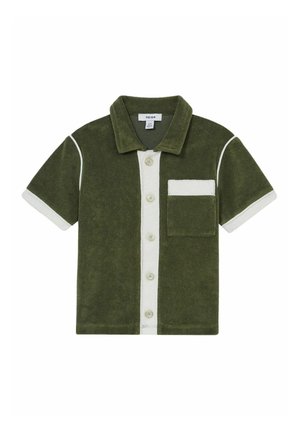 REISS MICAH VELOUR COLOUR-BLOCK SHIRT - Chemise - green multi