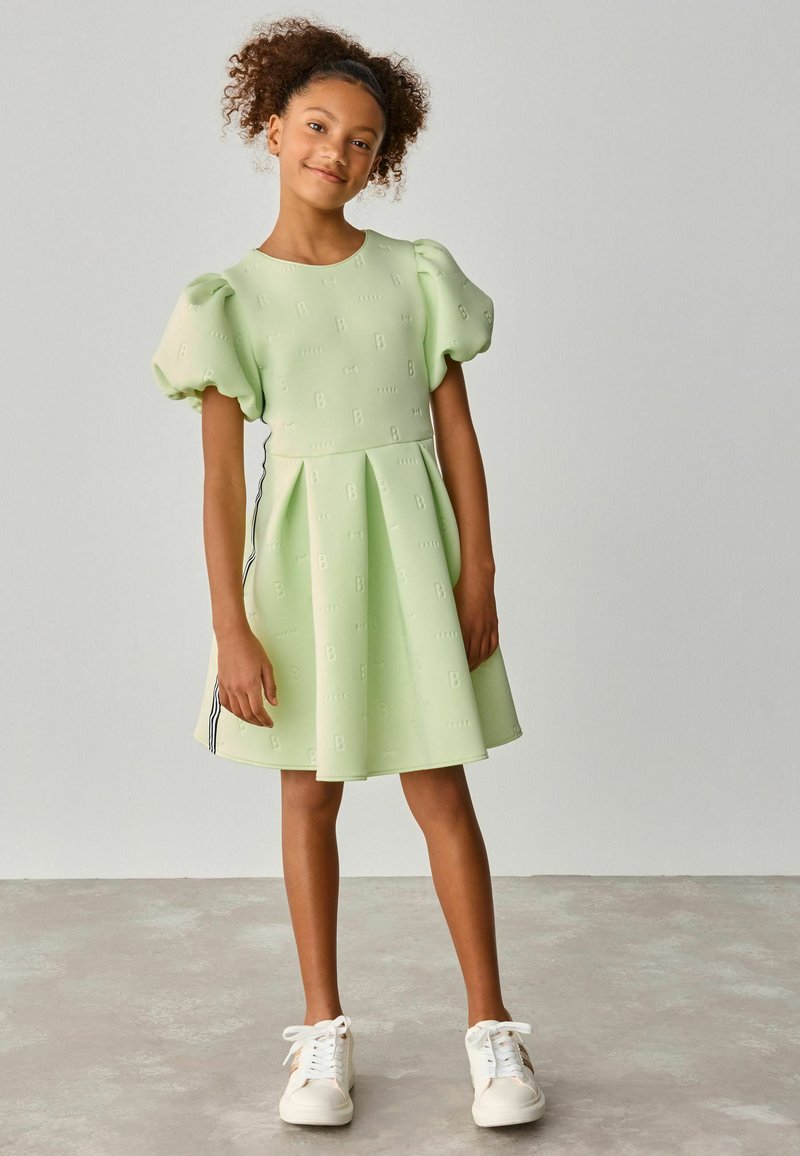 lime green puff sleeve dress Umgee Puff Sleeve Eyelet Mini Dress main image 0