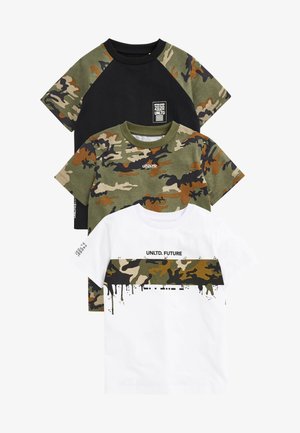 3 PACK - T-shirt print - olive/white