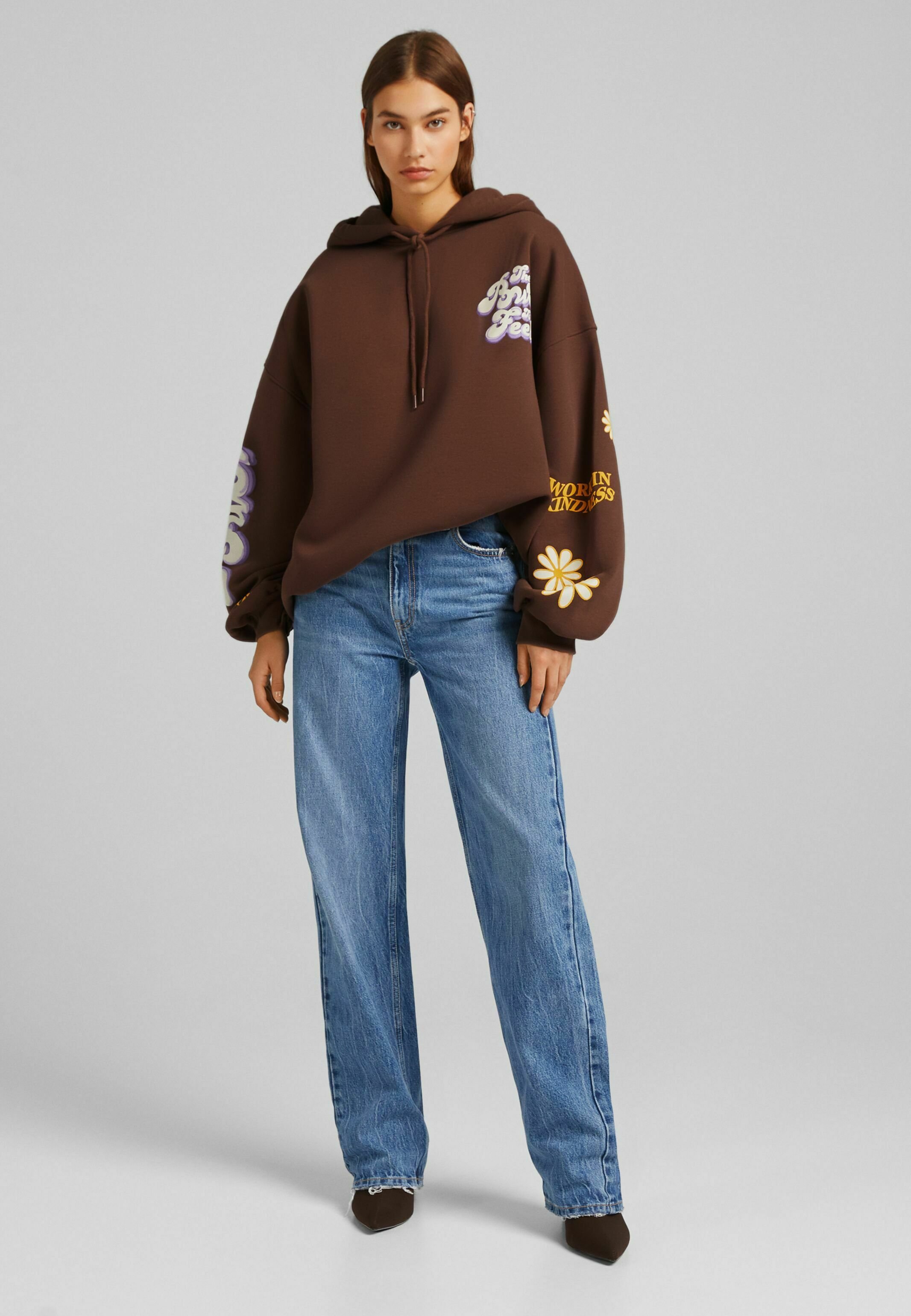 Bershka Felpa con cappuccio - brown/marrone - Zalando.it