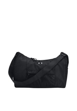 Borsa a borsa nera Under Armour con tracolla regolabile, tasca frontale in rete e scomparto principale con cerniera.