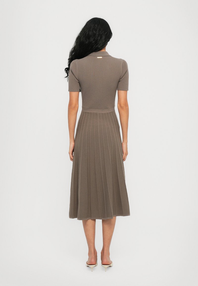 stretch fit and flare dress Print Textured Fit and Flare Stretch Dress in Longer Length 8 / Purple main image 0