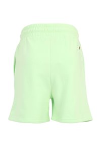 Lys grønne bomuldsshorts med elastisk talje, sidelommer og en afslappet pasform. Glat tekstur uden synlige mønstre.