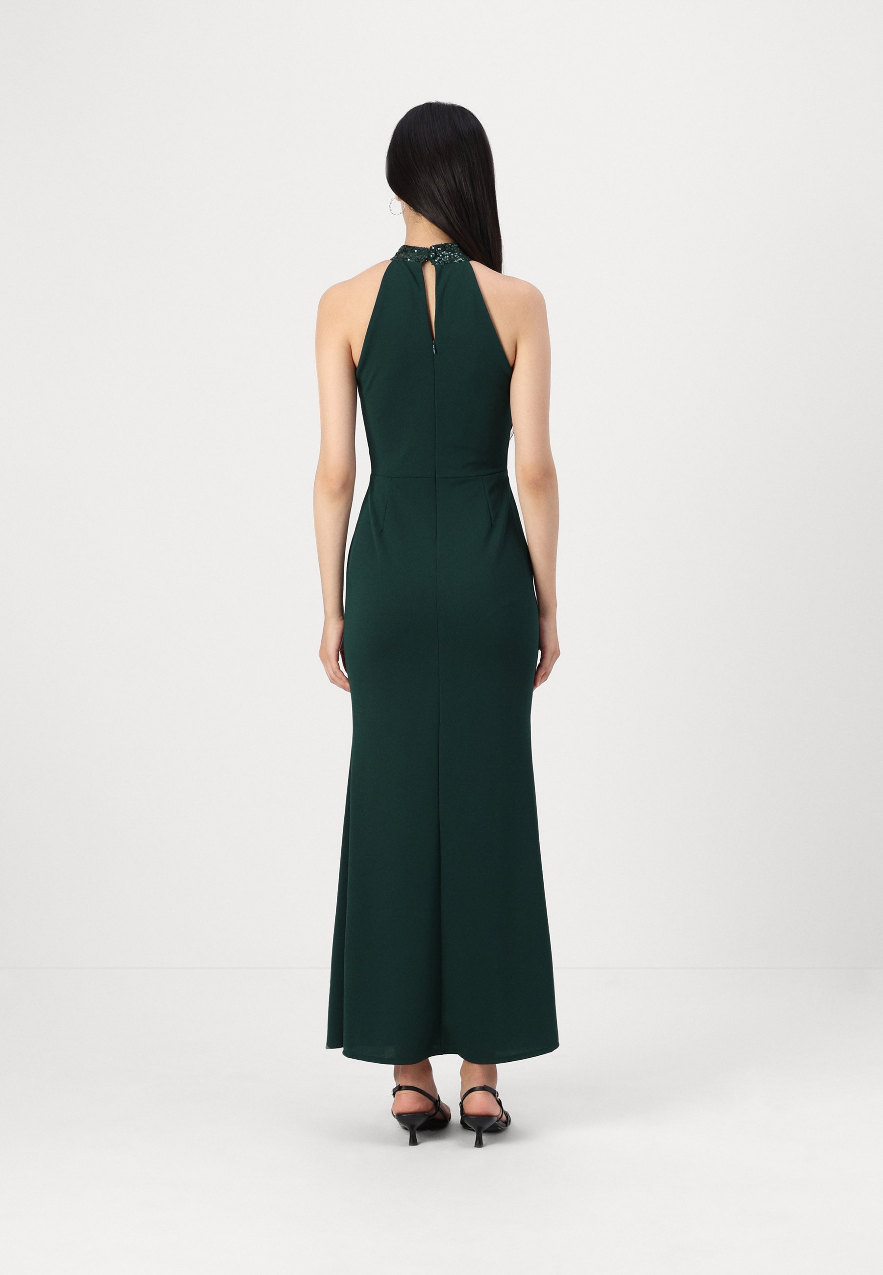 chinese dress ladies Shadow Black Sequin One-Shoulder Feather Trim Maxi Dress – Club L London