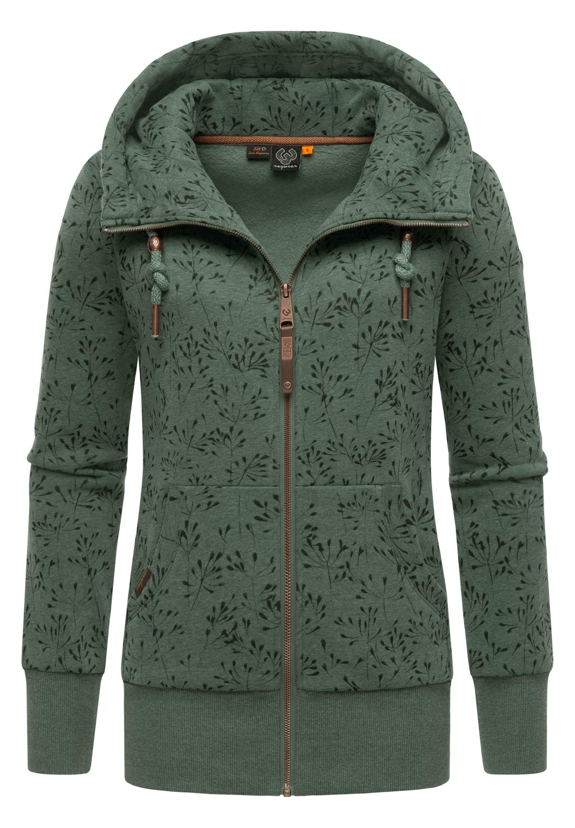 Ragwear ZIP FLOWERS Sweat zippé pine green/vert