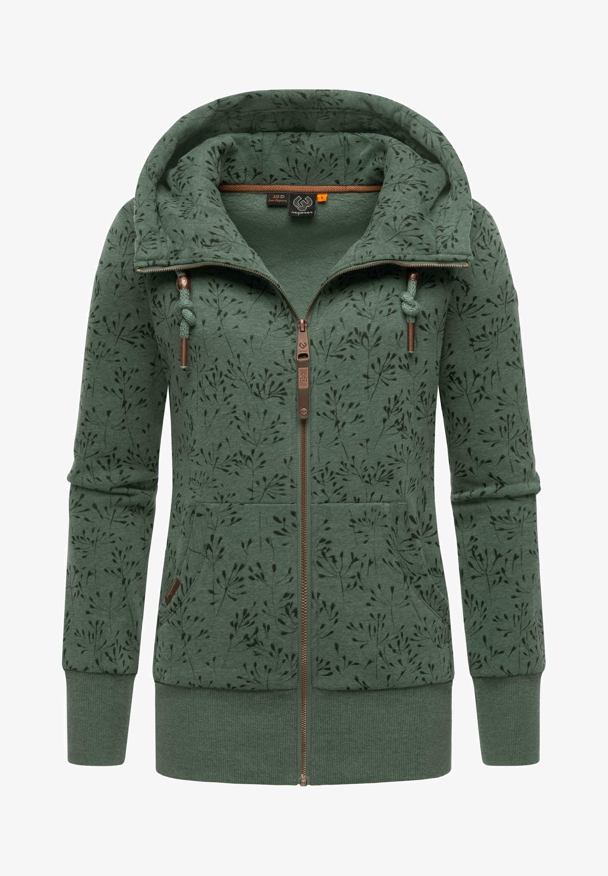 Ragwear ZIP FLOWERS Sweat zippé pine green/vert