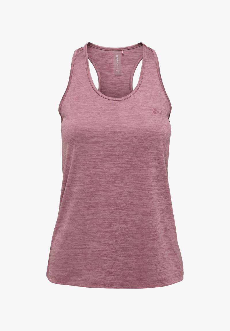 Αμάνικο αθλητικό τοπ σε αποχρώσεις μωβ με σχεδιασμό racerback και διακριτική υφή heather, με μικρό λογότυπο στο αριστερό στήθος.