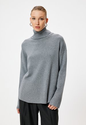 HIGH NECK OVERSIZE - Jumper - grey