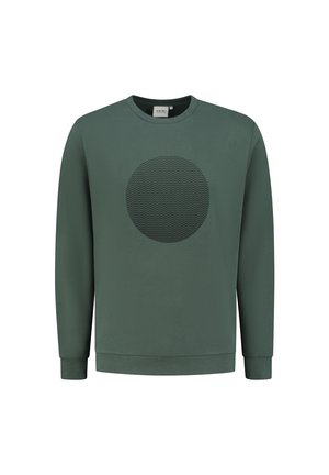 Groen sweatshirt van zachte stof, met een gestructureerd cirkelontwerp op de voorkant. Ronde halslijn en ribgebreide boorden en zoom.