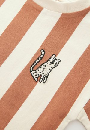 Next REGULAR FIT - SHORT SLEEVE STRIPE - Tričko s potlačou - brown neutral