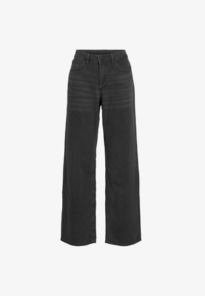 VILA, WIDE FIT JEANS VIPALMA MID-WAIST - Wide leg - black denim