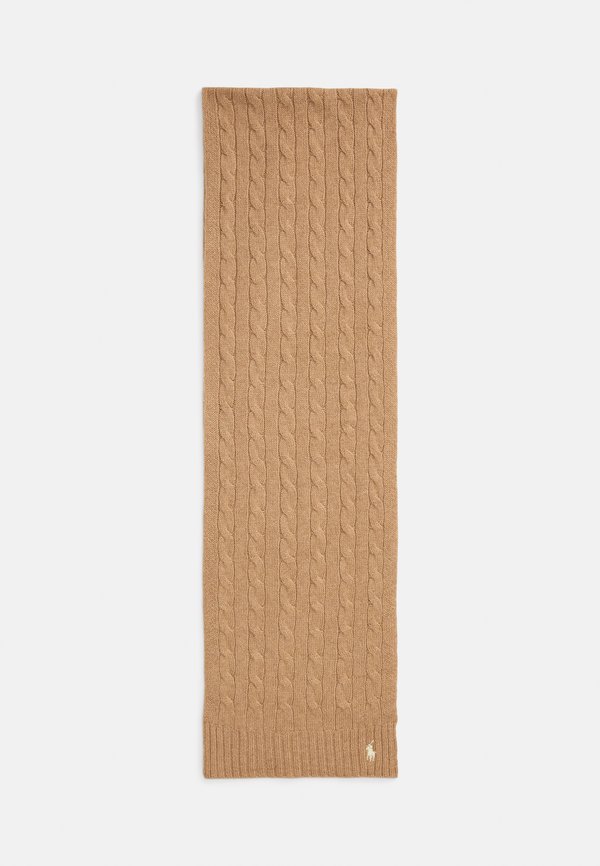 CABLE KNIT WOOL CASHMERE SCARF - Scarf - camel2