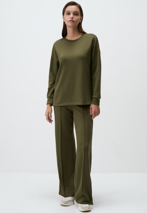 HIGH WAIST WIDE LEG SLIT COMFORTABLE - Pantalon de survêtement - khaki