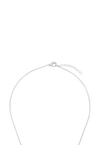 Collana in argento con chiusura a moschettone, caratterizzata da un design a maglia fine e regolabile per una lunghezza personalizzabile. Texture liscia, stile minimalista.