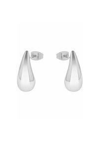 Orecchini a goccia in argento con una finitura lucida e una superficie liscia. Presentano un design semplice ed elegante e una chiusura sicura.