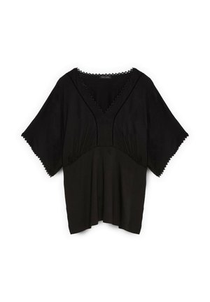 Fiorella Rubino, T-SHIRT CON DETTAGLI IN PIZZO - T-Shirt print - nero