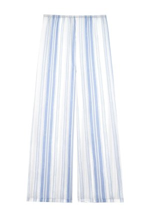 Pantalon ample avec rayures verticales bleues et blanches et une taille élastique.