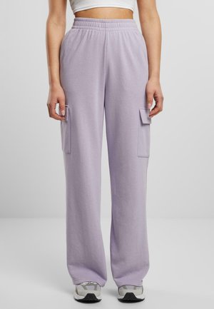 Lys lilla joggebukser med avslappet passform, med to sidelommer, elastisk midje og myk stofftekstur.