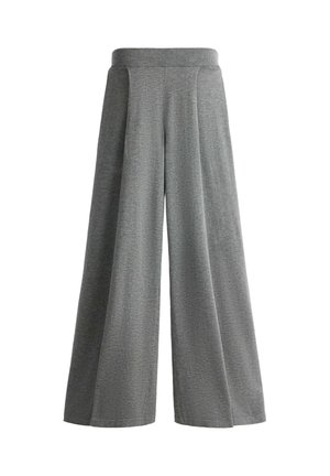 OYSHO, PLEATED WIDE KNIT TROUSERS - Pantalon classique - grey melange
