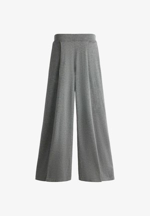 OYSHO, PLEATED WIDE KNIT TROUSERS - Pantalon classique - grey melange