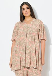 Ulla Popken ANIMAL SHORT SLEEVE  - Tunika - pale reed