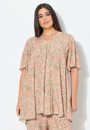 Ulla Popken ANIMAL SHORT SLEEVE  - Tunic - pale reed