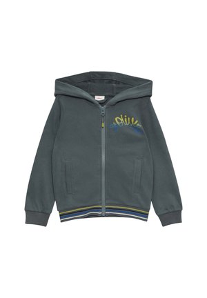 MIT GROSSEM RÜCKENPRINT - Sweater met rits - schiefergrau