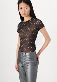 JJXX JXBLAKE MESH TOP - Trükipildiga T-särk - black